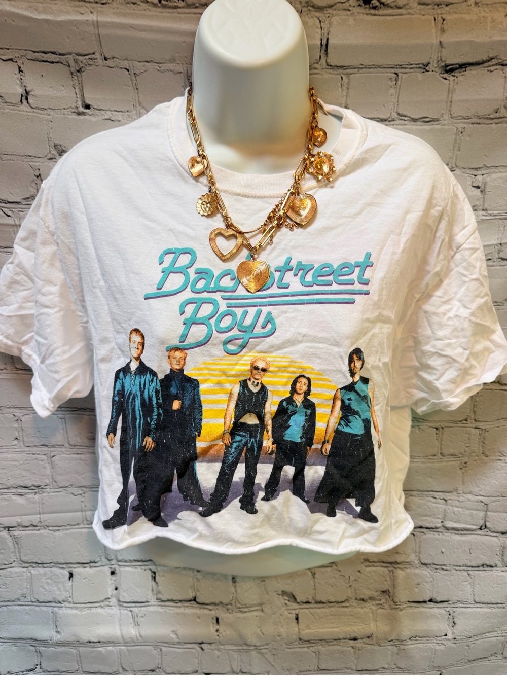 Backstreet Boys Graphic Cropped T-Shirt White Size S/M